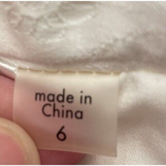 White Mini Floral Brocade Womens Straight Leg Dress Pants Size 6 White Textured - Picture 6 of 6